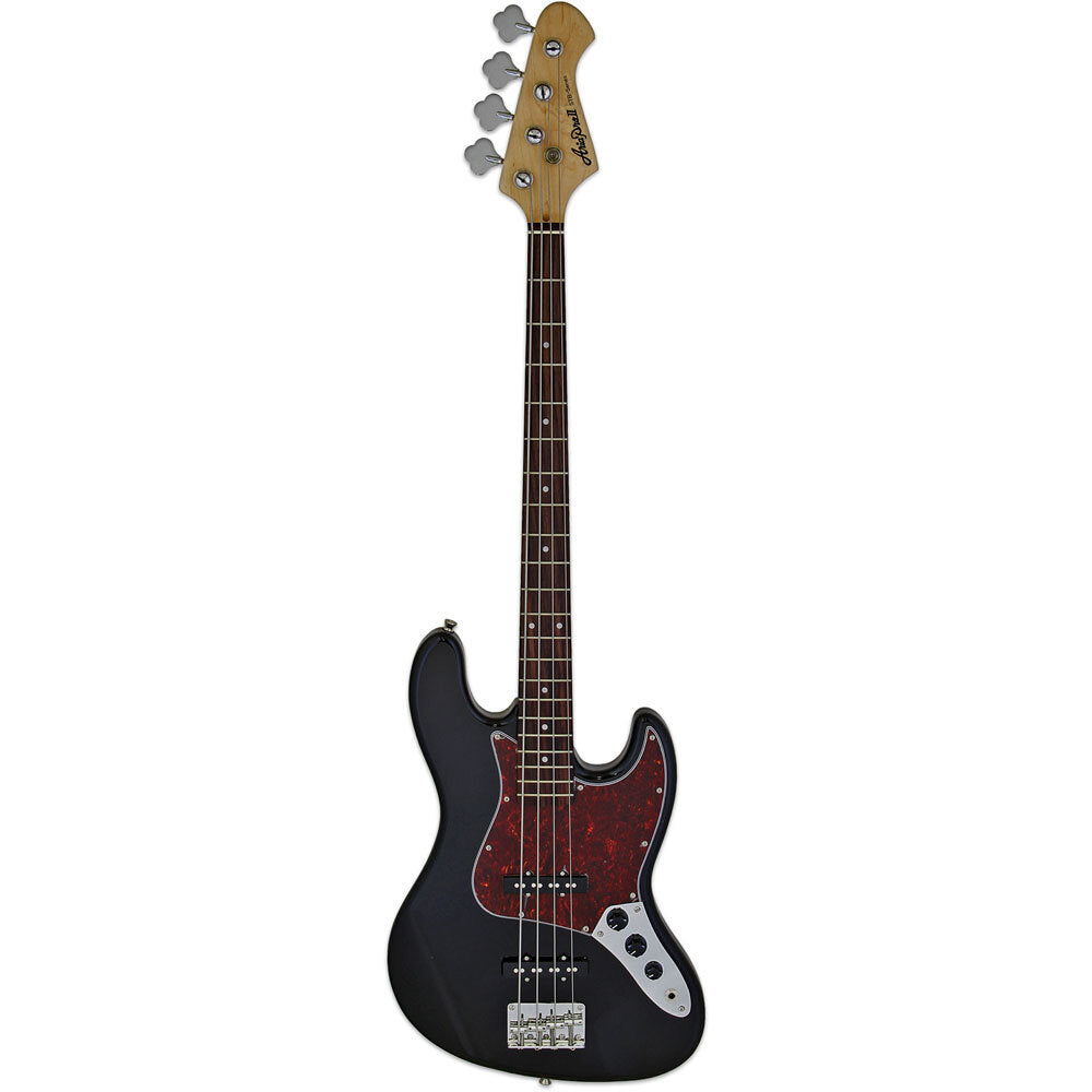 Aria STB-JB Series Electric Bass Guitar in Black with Tortoise Shell Pickguard