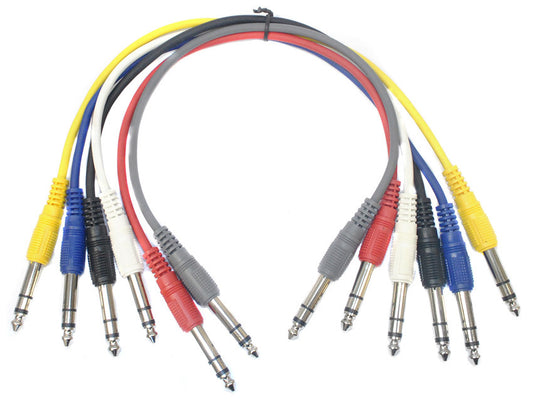 Leem 1ft Stereo Patch Cables 6pk (1/4" Stereo Jack Plug - 1/4" Stereo Jack Plug )