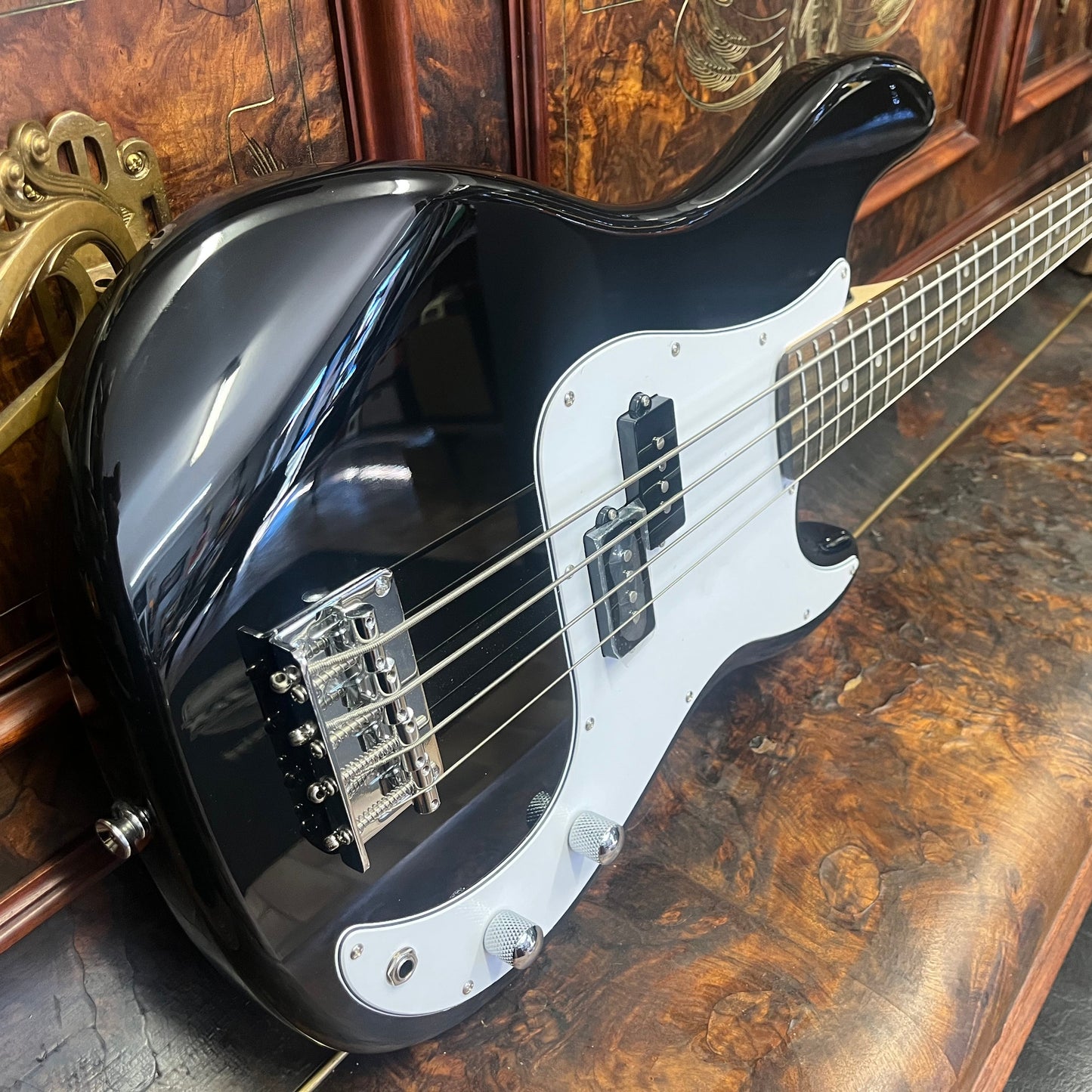 Aria STB-PB Series Electric Bass Guitar in Black + Free Case