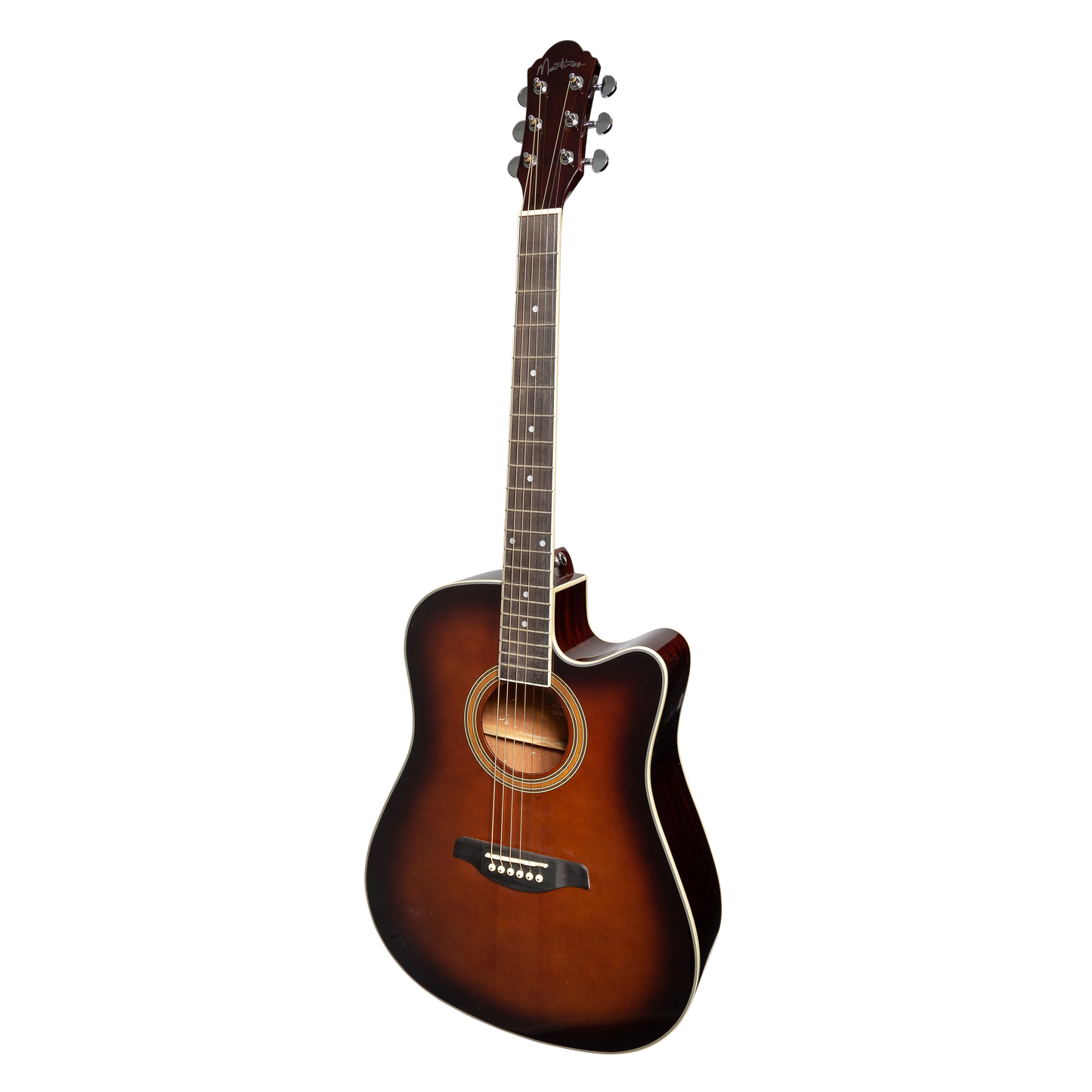 Martinez '41 Series' Dreadnought Acoustic Guitar. Cut-away Gloss Finish Gloss Brown Burst Martinez Acoustic Guitars
