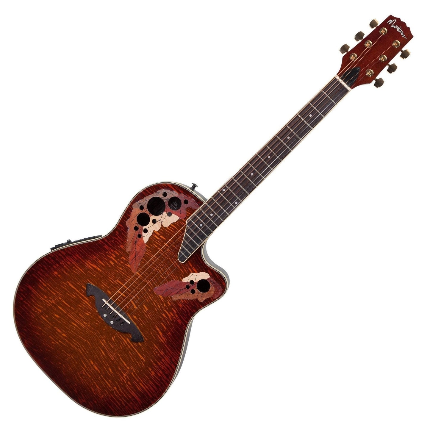 Martinez 'Flame Finish' Acoustic-Electric Roundback Cutaway Guitar Honeyburst Martinez Acoustic Guitars