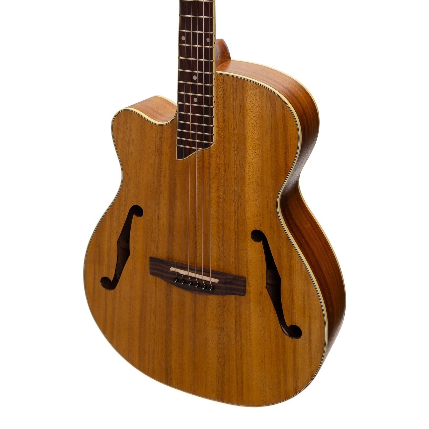 Martinez Left Handed Jazz Hybrid Acoustic Small Body Cutaway Guitar Koa Martinez Acoustic Guitars