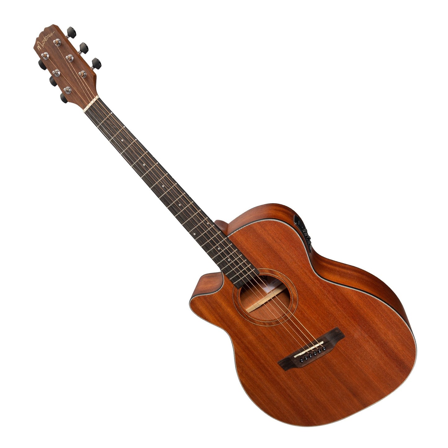 Martinez 'Natural Series' Left Handed Solid Mahogany Top Acoustic-Electric Small Body Cutaway Guitar Open Pore Martinez Acoustic Guitars