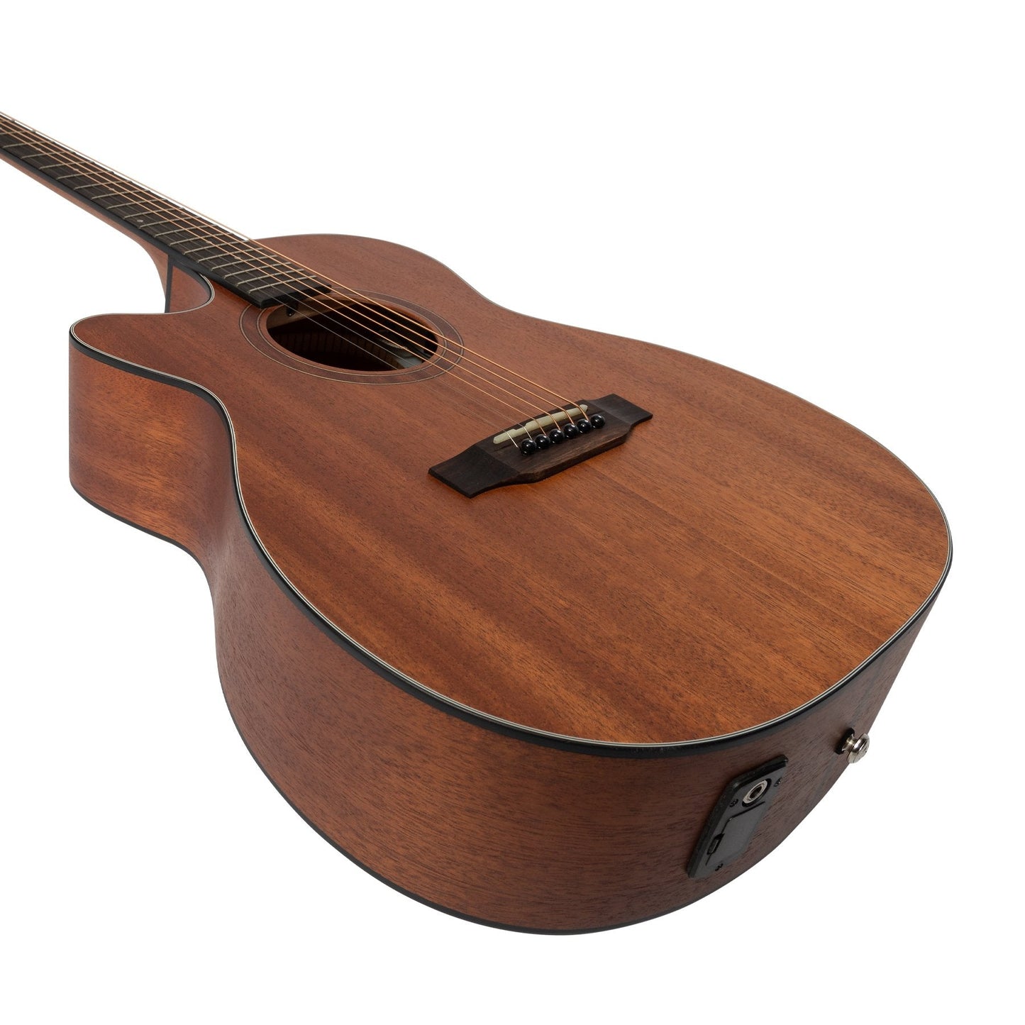 Martinez 'Natural Series' Left Handed Solid Mahogany Top Acoustic-Electric Small Body Cutaway Guitar Open Pore Martinez Acoustic Guitars