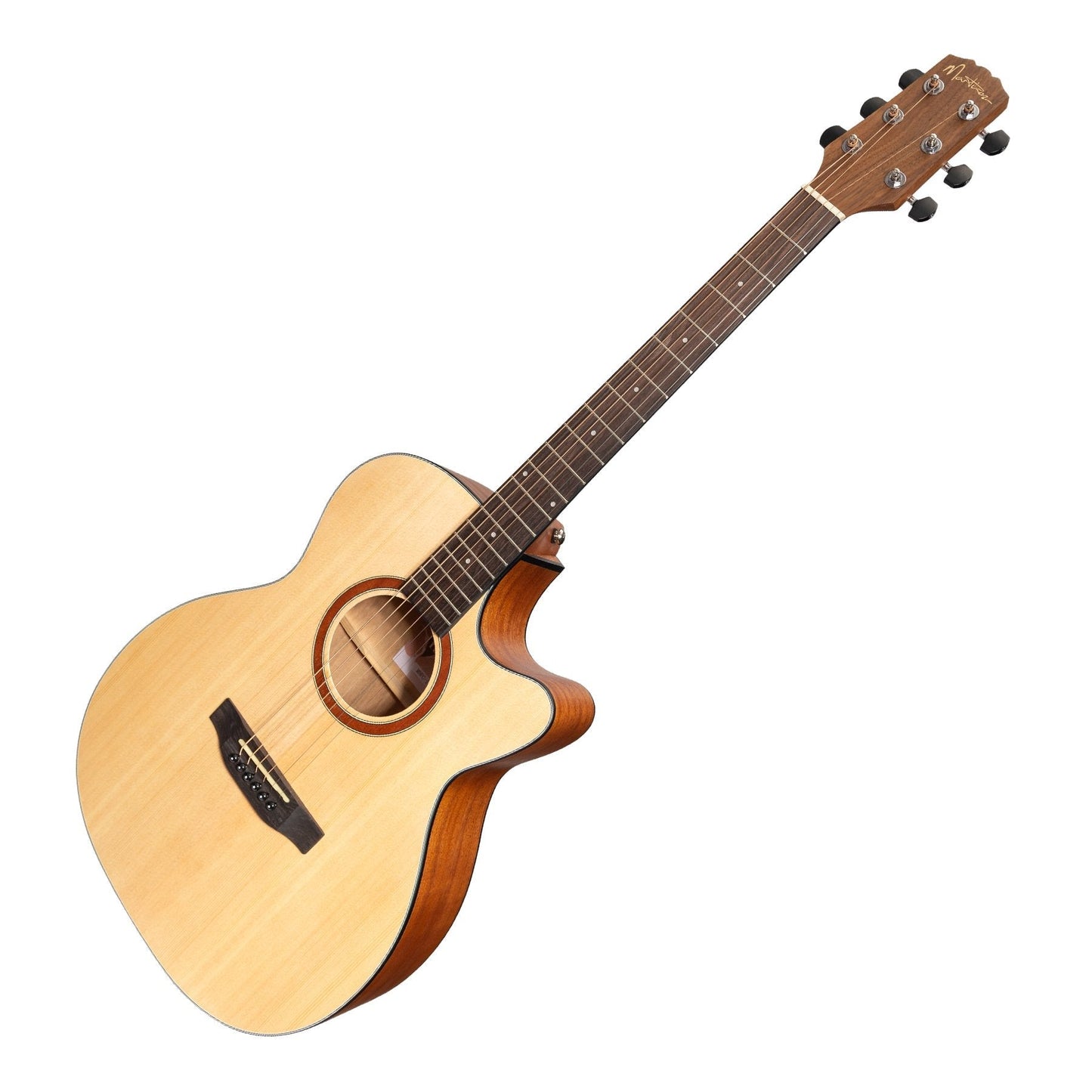 Martinez 'Natural Series' Solid Spruce Top Acoustic-Electric Small Body Cutaway Guitar Open Pore Martinez Acoustic Guitars
