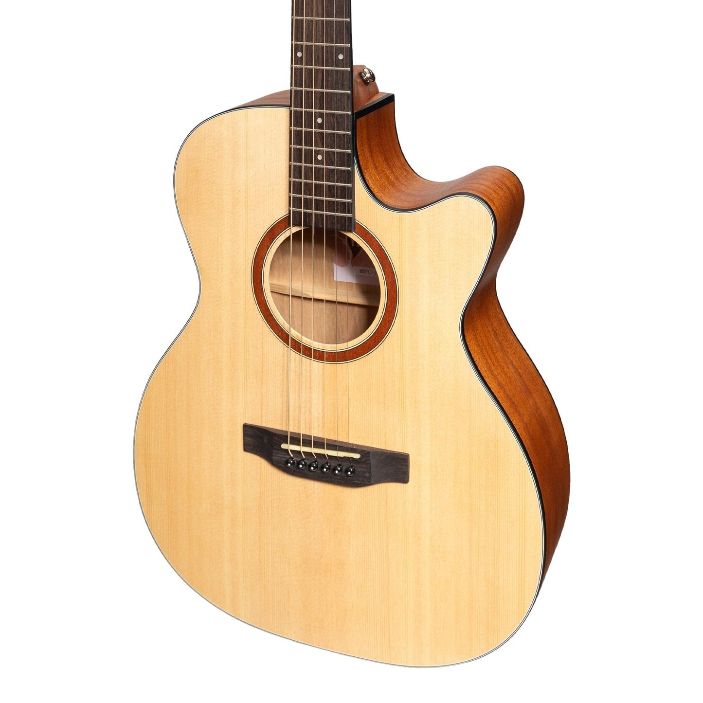 Martinez 'Natural Series' Solid Spruce Top Acoustic-Electric Small Body Cutaway Guitar Open Pore Martinez Acoustic Guitars