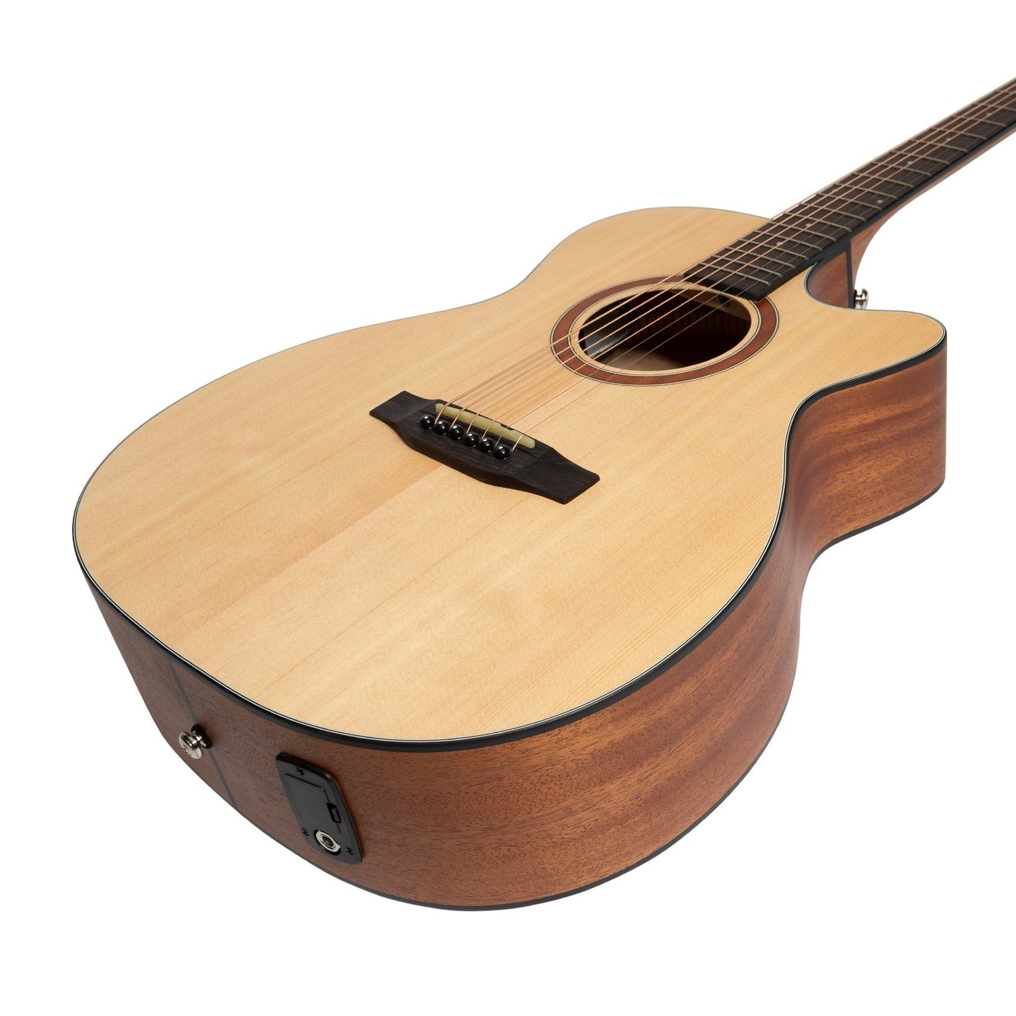 Martinez 'Natural Series' Solid Spruce Top Acoustic-Electric Small Body Cutaway Guitar Open Pore Martinez Acoustic Guitars