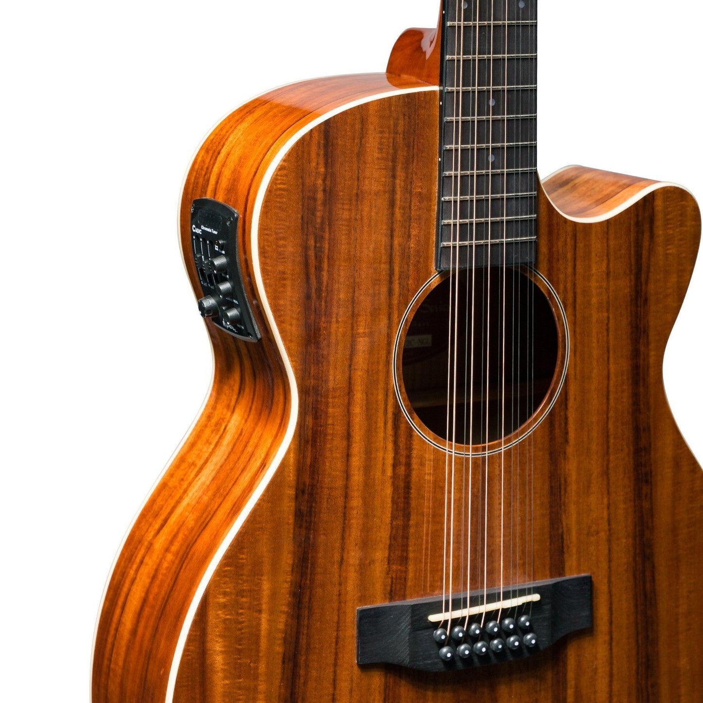 Martinez 'Southern Star Series' Koa Solid Top 12-String Acoustic-Electric Small Body Cutaway Guitar Natural Gloss Martinez Acoustic Guitars