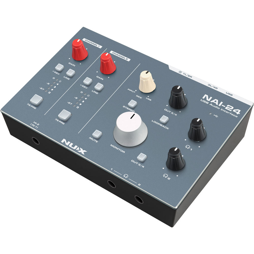 NU-X NAI-24 Professional 2x4, 32-Bit/192kHz USB Audio Interface Effects Pedals