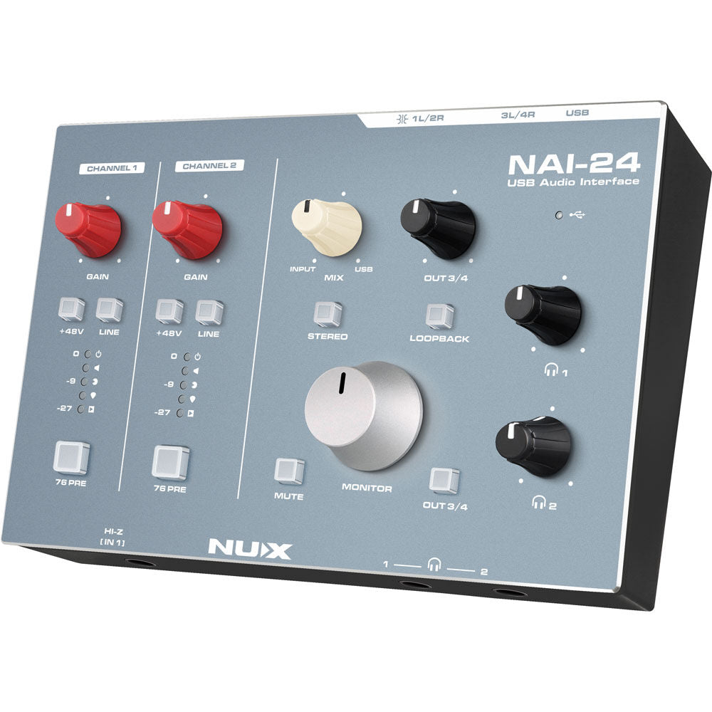 NU-X NAI-24 Professional 2x4, 32-Bit/192kHz USB Audio Interface Effects Pedals