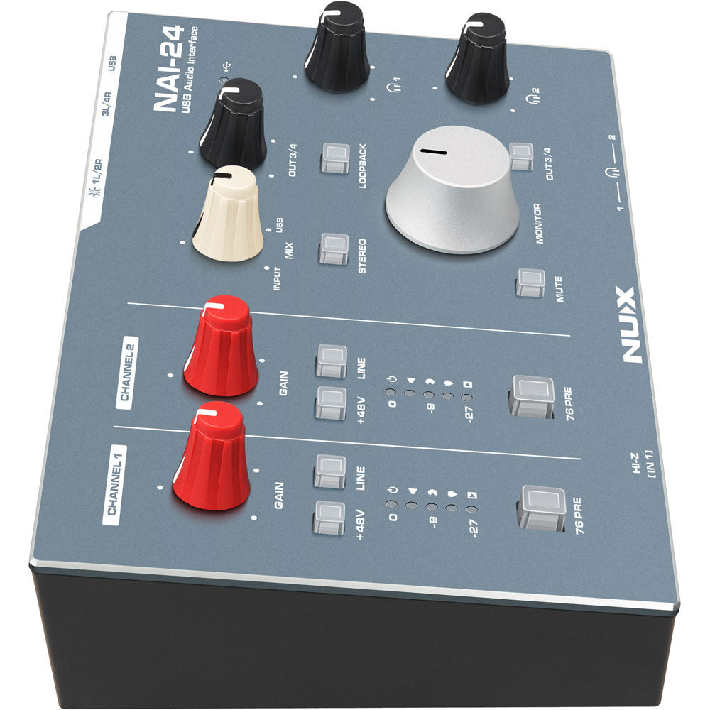 NU-X NAI-24 Professional 2x4, 32-Bit/192kHz USB Audio Interface Effects Pedals