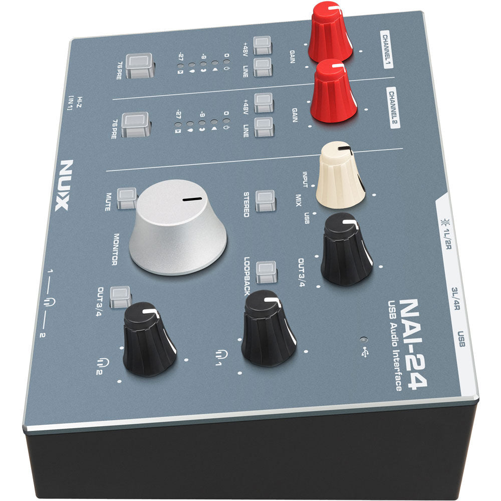 NU-X NAI-24 Professional 2x4, 32-Bit/192kHz USB Audio Interface Effects Pedals