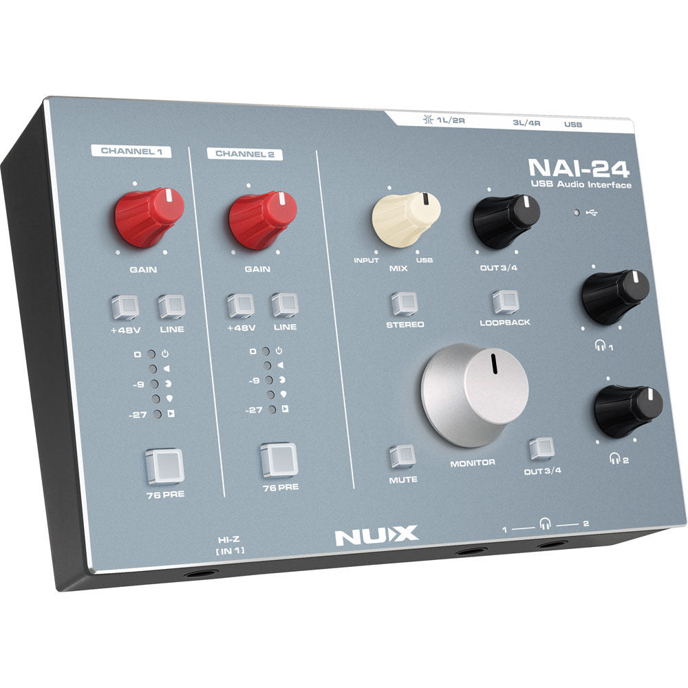 NU-X NAI-24 Professional 2x4, 32-Bit/192kHz USB Audio Interface Effects Pedals