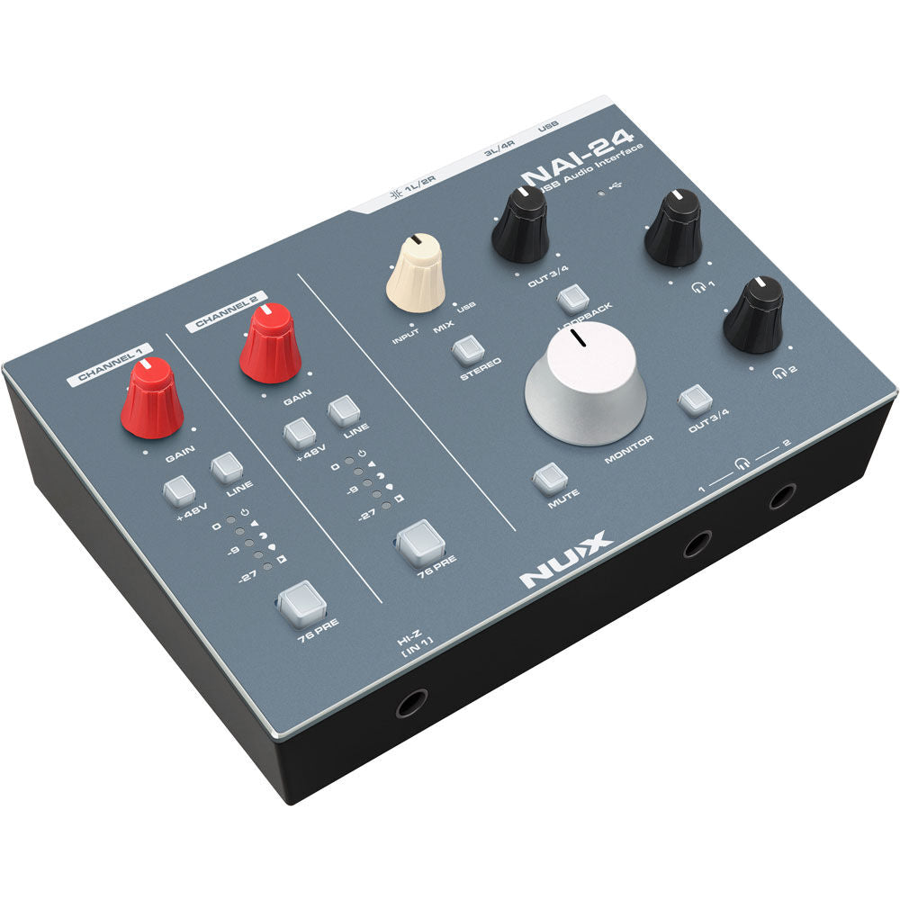 NU-X NAI-24 Professional 2x4, 32-Bit/192kHz USB Audio Interface Effects Pedals