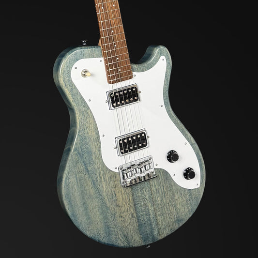 Pratley DVR Single Cutaway Solid Qld Blue Fig Body Electric Humbucker Guitar in Denim Blue