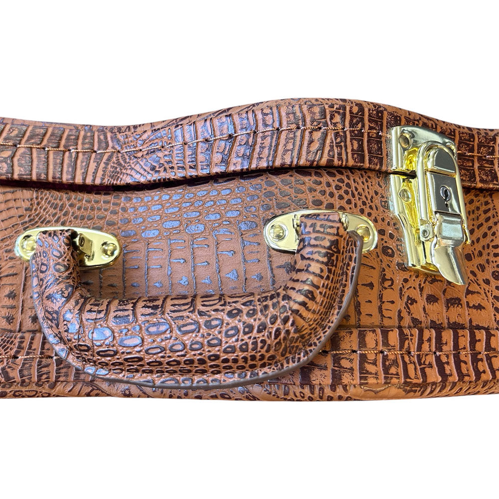 Torque Wooden LP-Style Electric Guitar Case in Brown Crocodile Finish Torque LP Case, LP Style 3