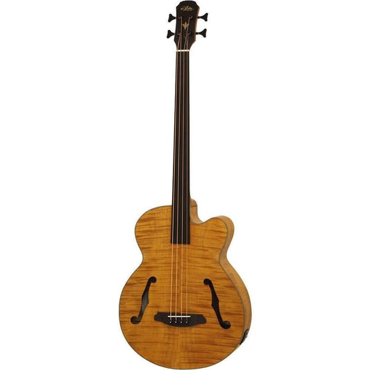 Aria FEB-F2/FL Elecord Series Fretless AC/EL Bass Guitar in Stained Brown Aria Acoustic/Electric Bass Guitars