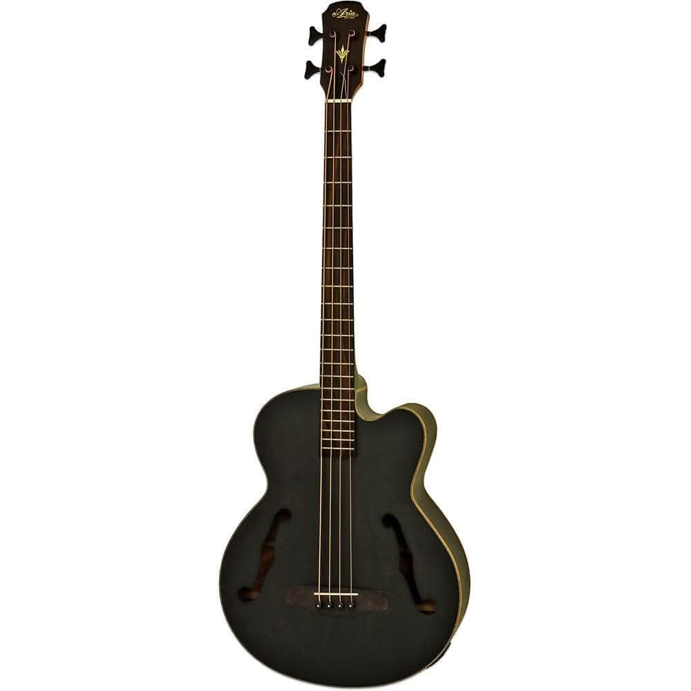 Aria FEB-F2M Elecord Series Medium Scale AC/EL Bass Guitar in Stained Black Aria Acoustic/Electric Bass Guitars