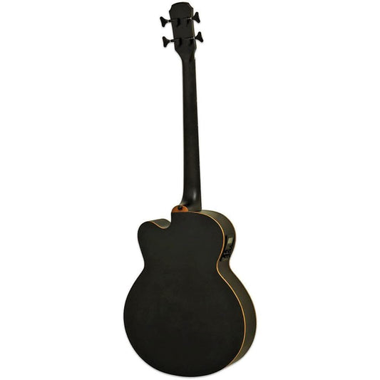 Aria FEB-F2M Elecord Series Medium Scale AC/EL Bass Guitar in Stained Black Aria Acoustic/Electric Bass Guitars