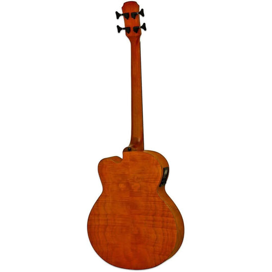 Aria FEB-F2M Elecord Series Medium Scale AC/EL Bass Guitar in Stained Brown Aria Acoustic/Electric Bass Guitars