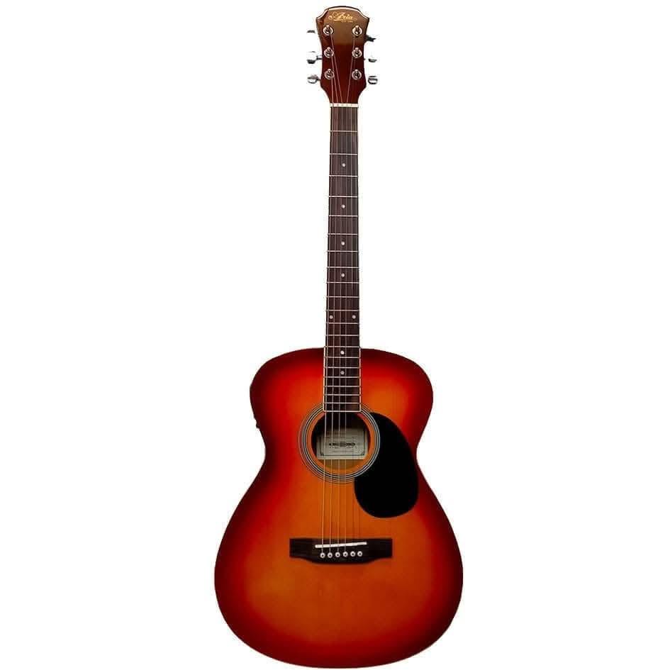 Aria AFN-15 Prodigy Series AC/EL Folk Body Guitar in Cherry Sunburst