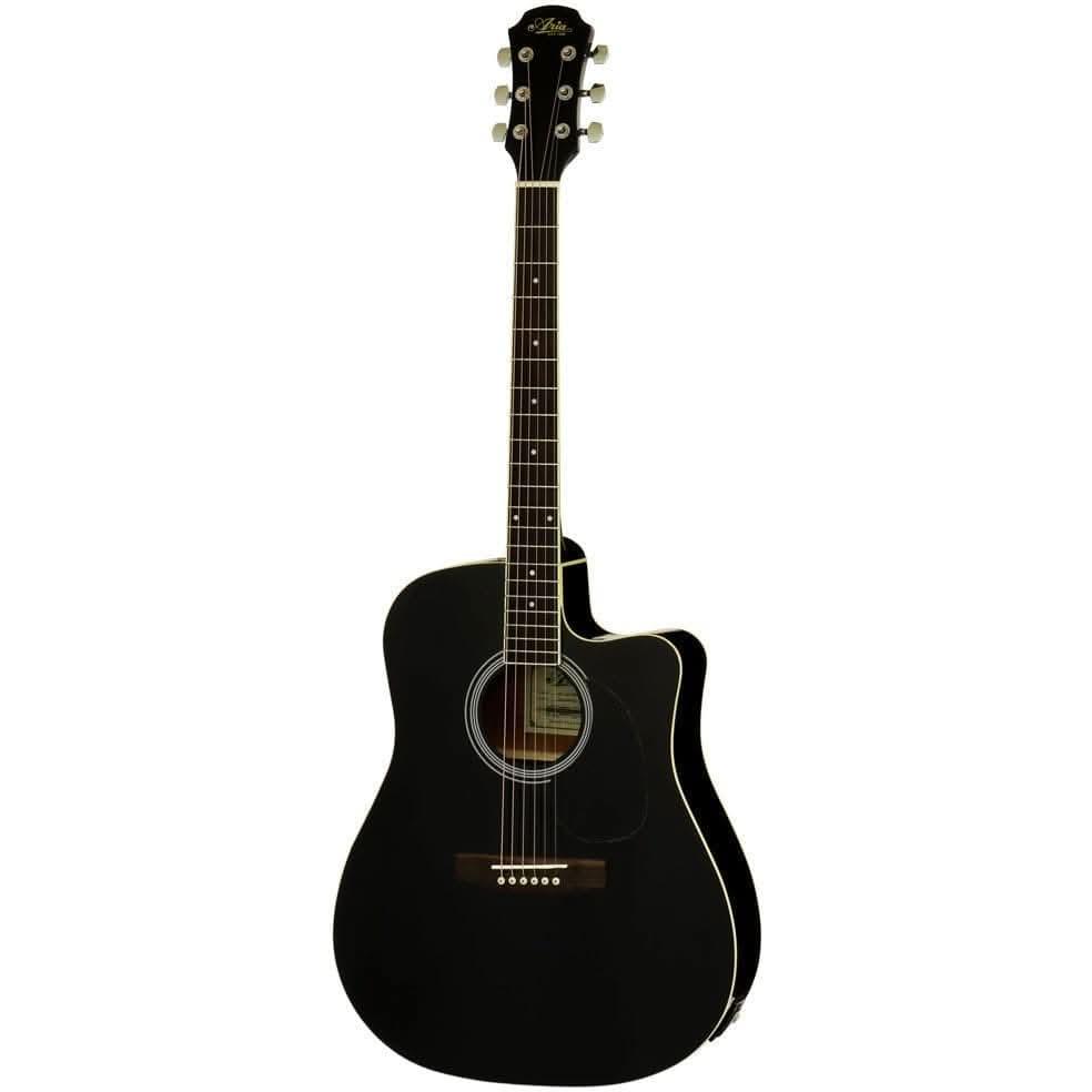 Aria AWN-15 Prodigy Series AC/EL Dreadnought Guitar with Cutaway in Black