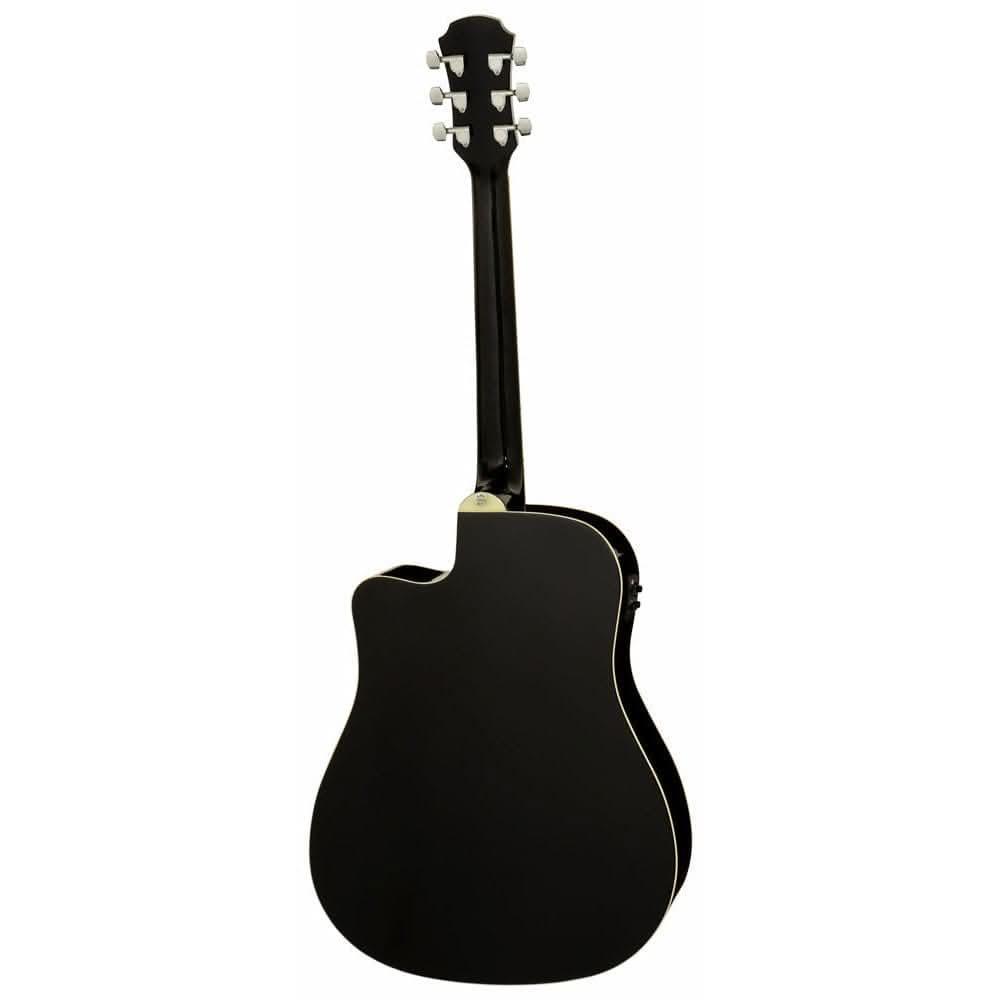 Aria AWN-15 Prodigy Series AC/EL Dreadnought Guitar with Cutaway in Black