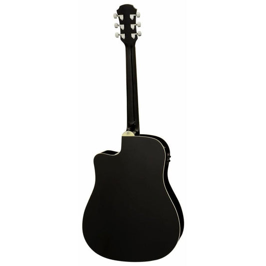 Aria AWN-15 Prodigy Series AC/EL Dreadnought Guitar with Cutaway in Black Aria Acoustic Guitars