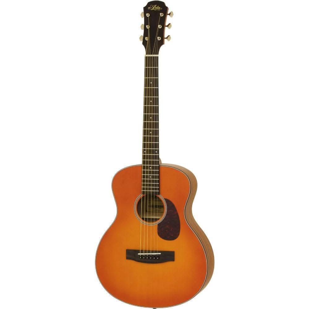 Aria 100 Series "Lil' Aria" Short Scale Acoustic Guitar in Matte Orange Sunburst Aria Acoustic Guitars