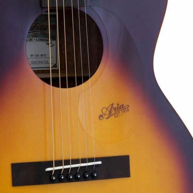 Aria MF200 Mayfair Series Folk Body Acoustic Guitar in Matt Tobacco Sunburst
