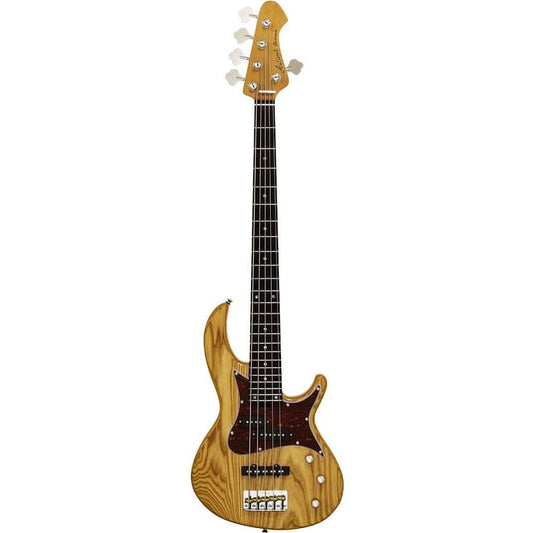 Aria 313MK2 Detroit Series 5-String Electric Bass Guitar in Open-Pore Natural Finish Aria Bass Guitars