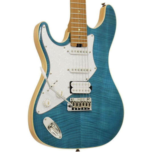 Aria 714-MK2 Fullerton Series Left Handed Electric Guitar in Turquoise Blue Aria Electric Guitars