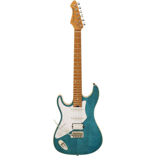Aria 714-MK2 Fullerton Series Left Handed Electric Guitar in Turquoise Blue Aria Electric Guitars