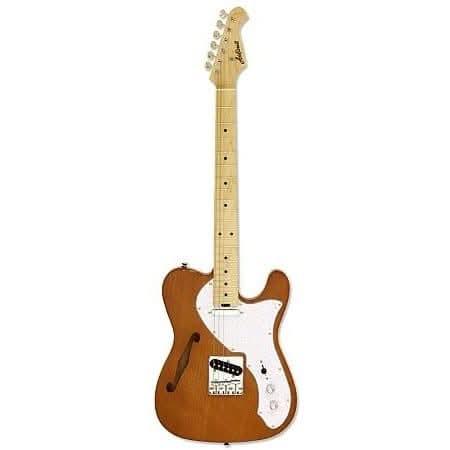 Aria Pro II TEG-Series Semi-Hollow Electric Guitar in Natural with White Pearl Pickguard Aria Electric Guitars