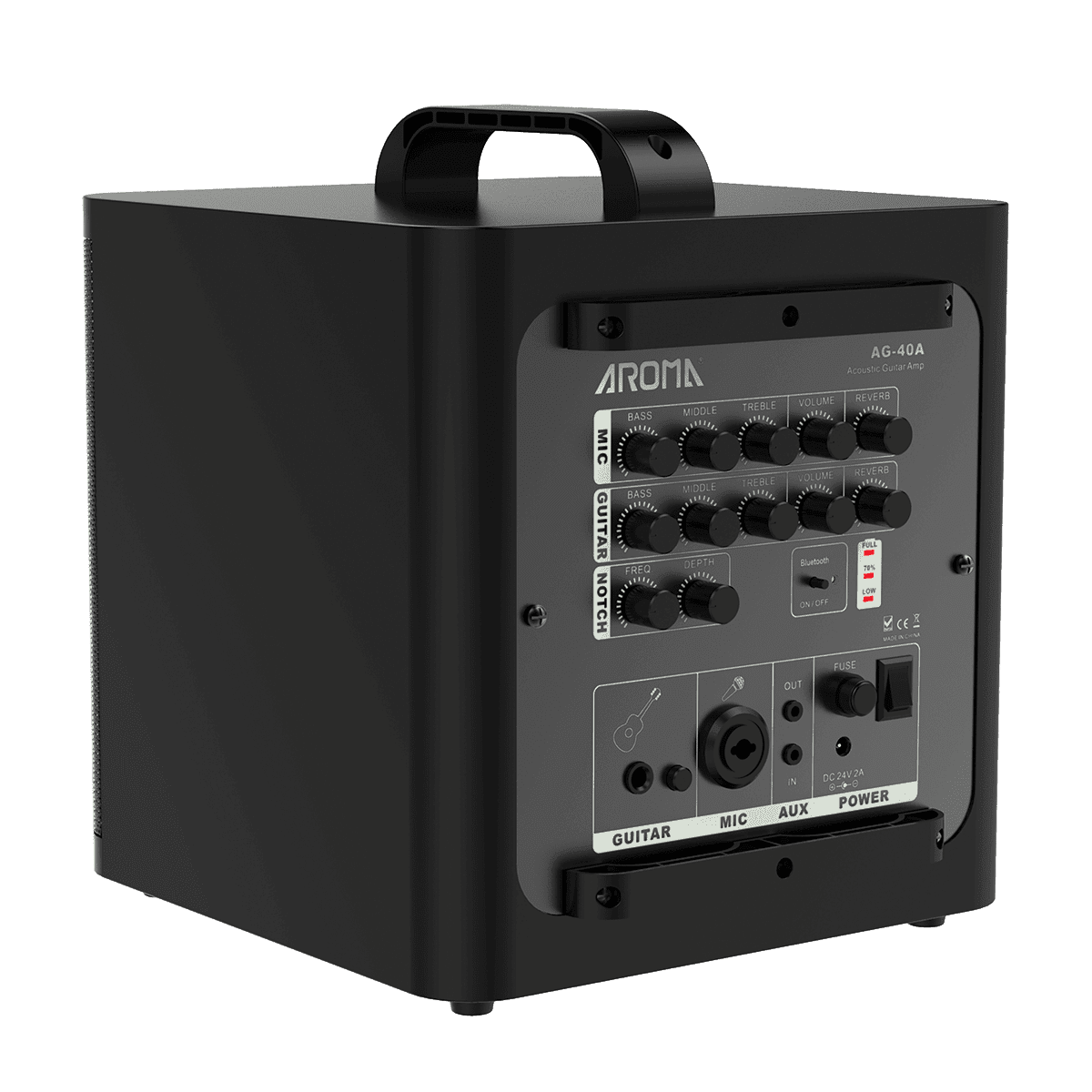 Aroma AG40A 40W Rechargeable Acoustic Guitar Amplifier Black Aroma Acoustic Amps