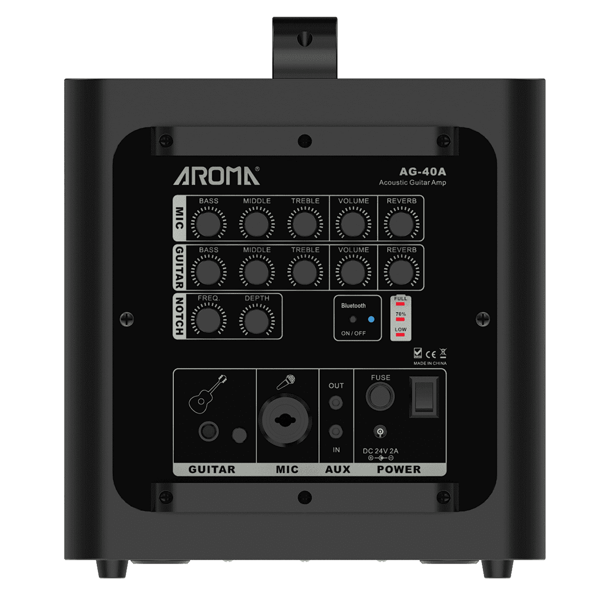 Aroma AG40A 40W Rechargeable Acoustic Guitar Amplifier Black Aroma Acoustic Amps