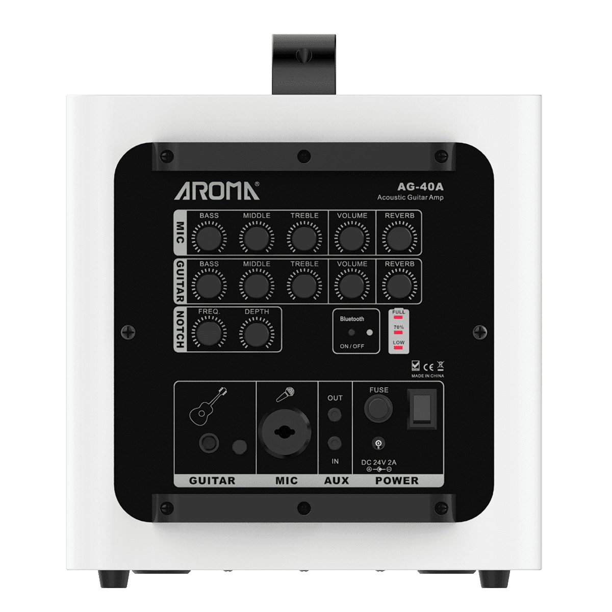 Aroma AG40A 40W Rechargeable Acoustic Guitar Amplifier White Aroma Acoustic Amps