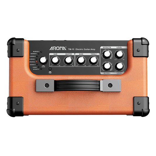 Aroma TM15OR 15W Orange Electric Guitar Rechargeable Amplifier Aroma Electric Amps