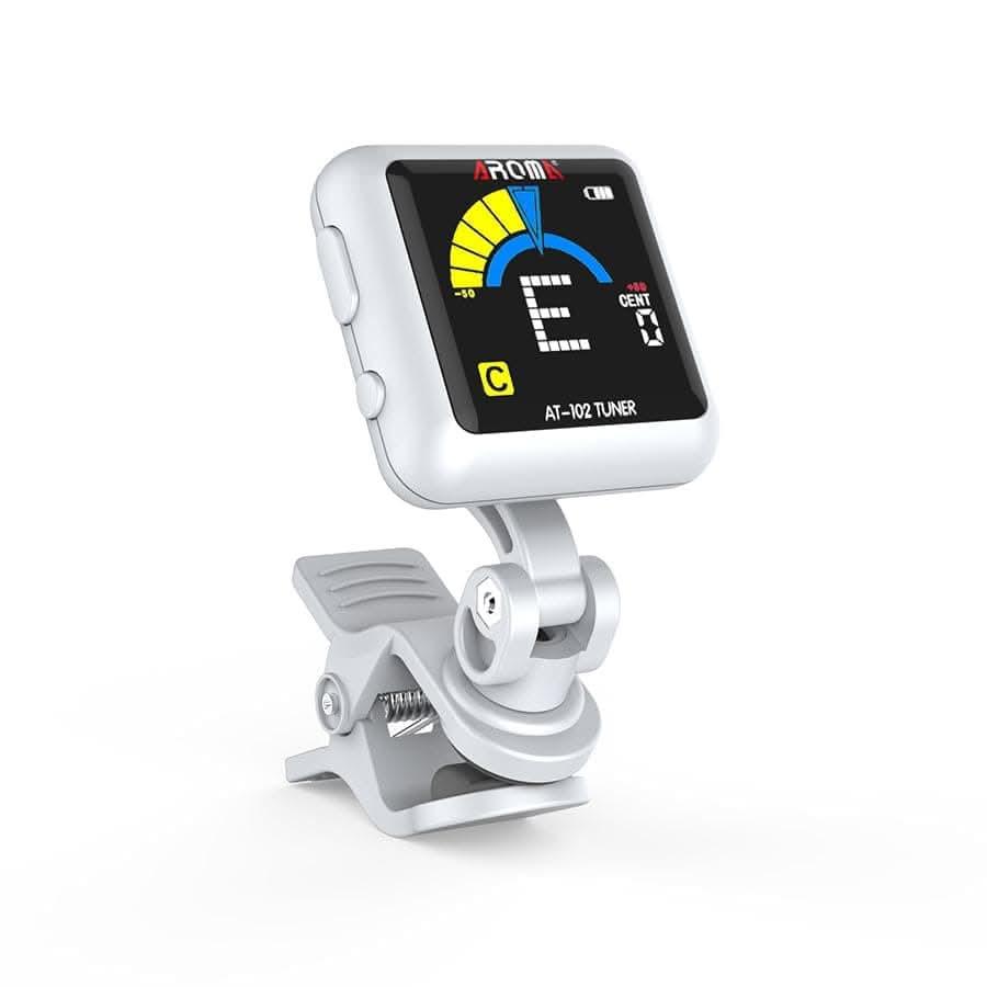 Aroma AT102WH Rechargable Chromatic Clip-on Tuner White Aroma Tuners
