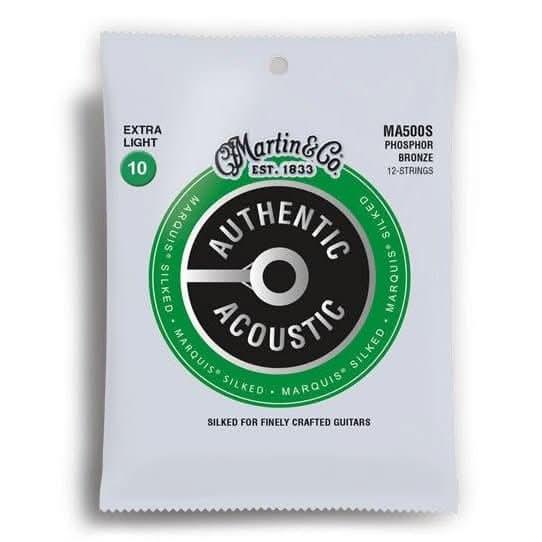 Martin Authentic Acoustic Marquis Silked 92/8 Phosphor Bronze Extra Light 12 String Guitar String Set 10-47 CF Martin & Co Acoustic Guitar Strings