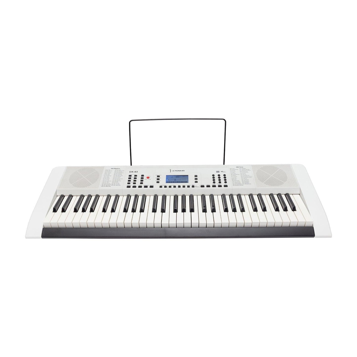 Crown CK-63 Multi-Function 61-Key Electronic Portable Keyboard with USB White Crown Keyboards