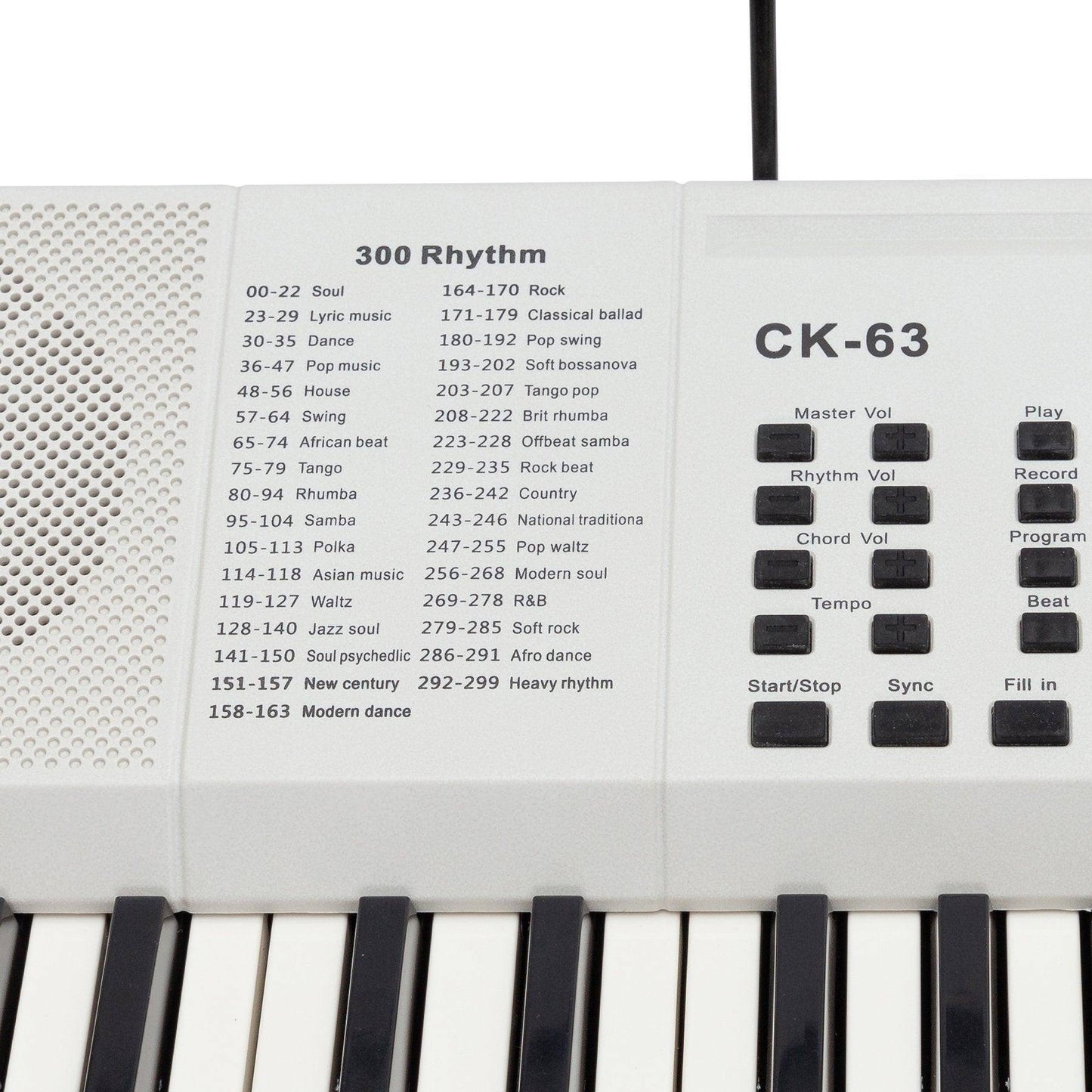Crown CK-63 Multi-Function 61-Key Electronic Portable Keyboard with USB White Crown Keyboards