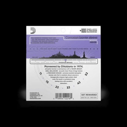 D'Addario EJ26 Phosphor Bronze 11-52 Acoustic Guitar Strings, Custom Light D'Addario Acoustic Guitar Strings