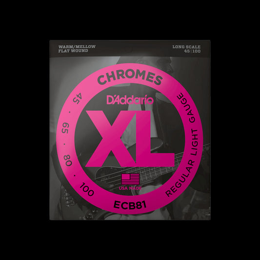 D'ADDARIO ECB81 CHROMES BASS STRINGS 45-100 - LONG SCALE D'Addario Bass Guitar Strings