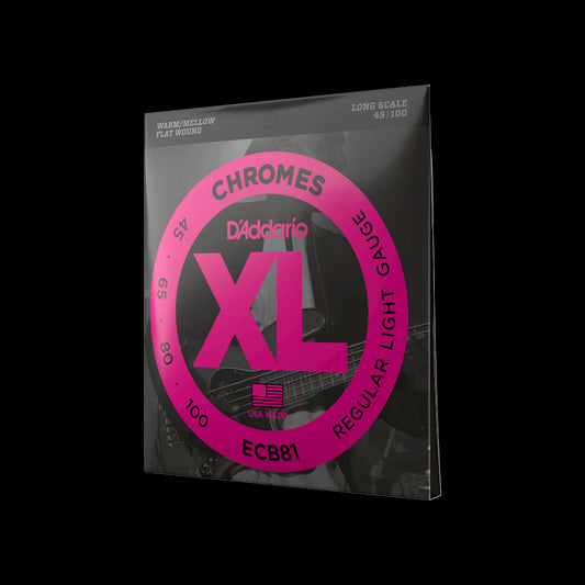 D'ADDARIO ECB81 CHROMES BASS STRINGS 45-100 - LONG SCALE D'Addario Bass Guitar Strings