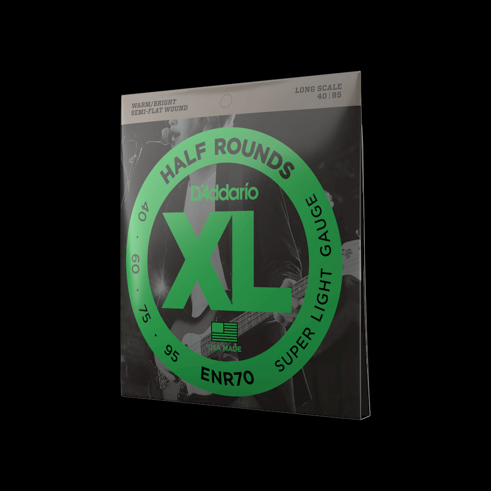 D'ADDARIO ENR70 HALF ROUND BASS GUITAR STRINGS, SUPER LIGHT, 40-95, LONG SCALE D'Addario Bass Guitar Strings