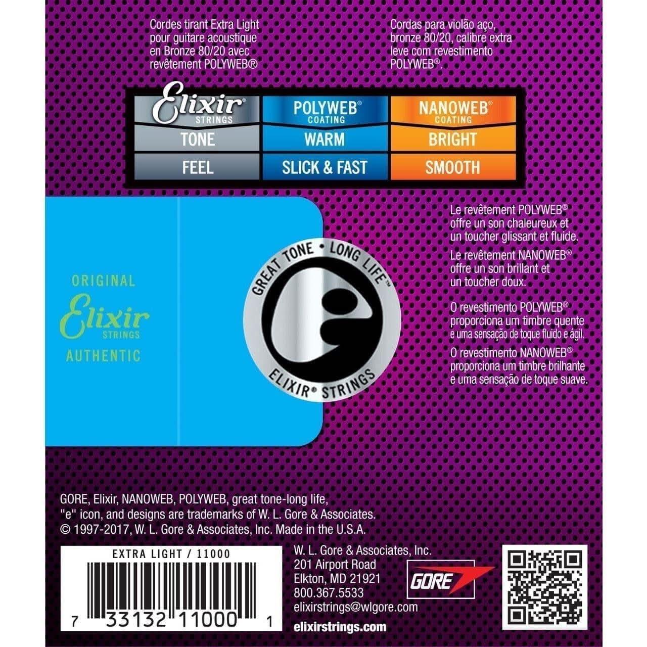 Elixir 11000 Polyweb 80/20 Extra Light 10 - 47 Elixir Acoustic Guitar Strings