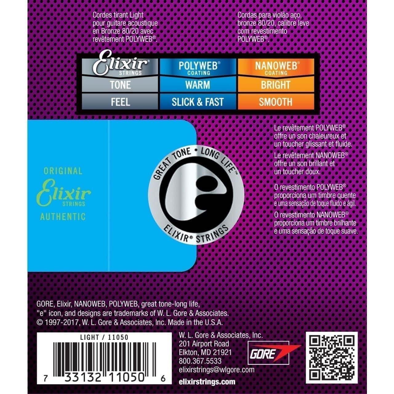 Elixir 11050 Polyweb 80/20 Light 12-53 Elixir Acoustic Guitar Strings