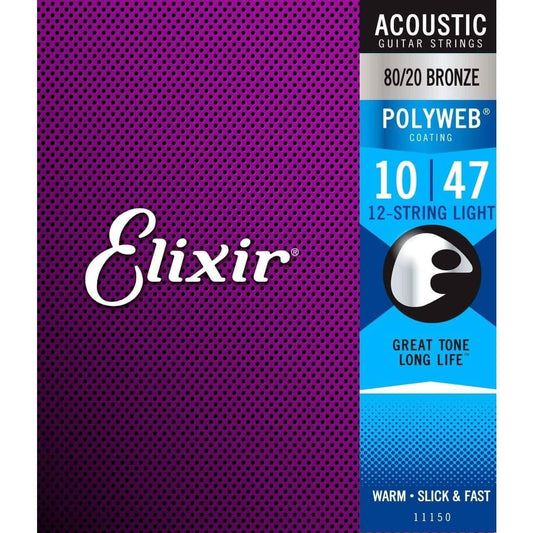 Elixir 11150 Polyweb 80/20 12 String Light 10-47 Elixir Acoustic Guitar Strings