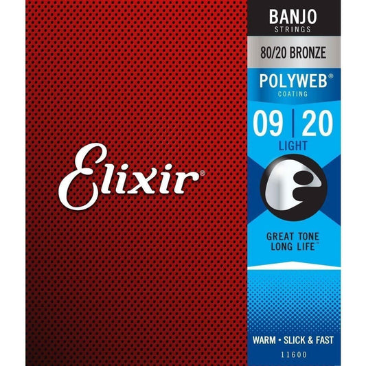 Elixir 11600 Polyweb Banjo Light 9-20 Elixir Banjo Strings